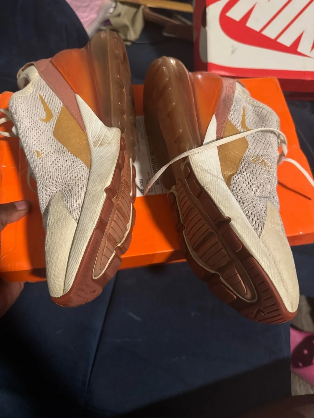 Nike Women's Air Max 270 in Cream, Gold & Brown